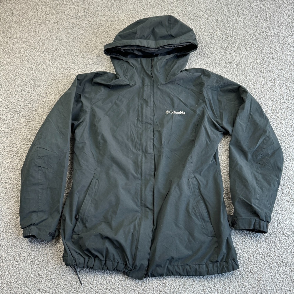 Columbia Jacket Womens Extra Small Black Watertight Rain Coat Hooded Outdoors